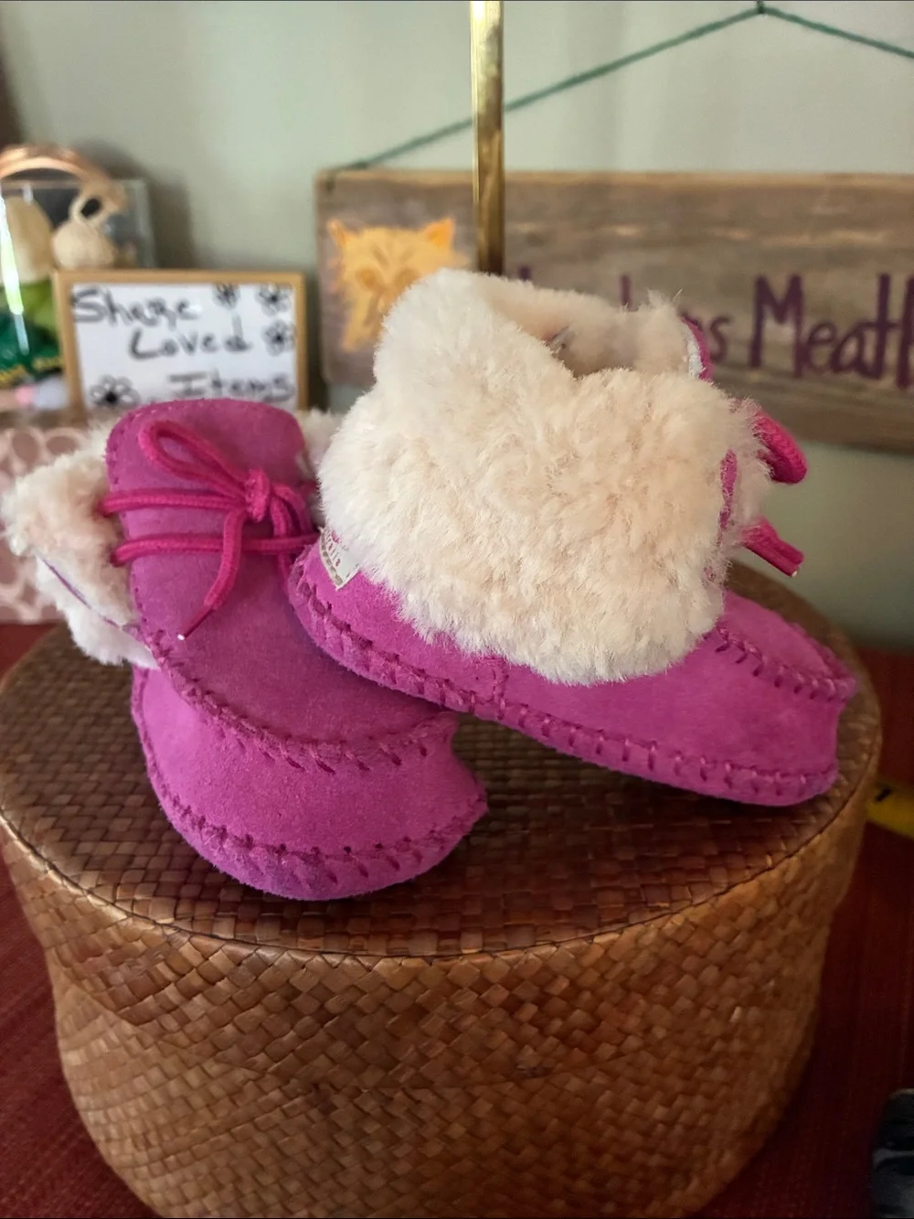 UGG Sparrow Infant Booties feature soft suede uppers with cozy suede & shearling